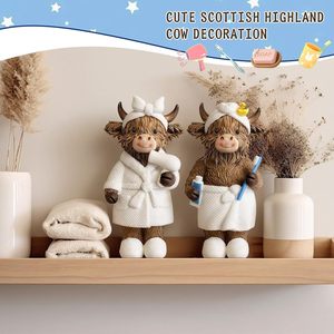 Figurines de taureau des Highlands pour salle de bain, lot de 2, en résine, décoration animale rustique, ensemble cadeau pour salle de bain - Product Image 4