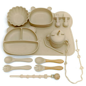 Nuevo Juego de Vajilla de Silicona Impermeable, Libre de BPA, para Bebés, Plato, Tazón, Cuchara, Tenedor, Babero, Regalo para Niños - Product Image 1