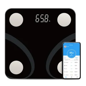 Personalizzato BMI Calorie vetro nero Smart APP elettronica digitale pesatura bilancia per grasso corporeo Display a LED Balance