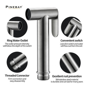 PINEBAY 100% полная емкость SUS 304 набор для ручного управления туалетным портам и Биде набор распылителей для детского мытья, насадка для унитаза - Product Image 4