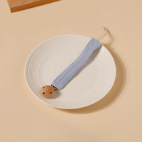 Attache-tétine en coton pour nouveau-né, tressée à la main, avec anneau de dentition en bois de hêtre, support de tétine, cadeaux de naissance, chaîne de tétine