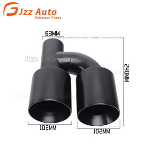 Punta dell'acceleratore di scarico in acciaio inossidabile nero tipo H ingresso da 63mm sbocchi da 102mm lunghezza 240mm doppie punte di scarico - Product Image 2