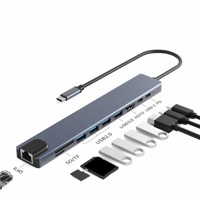 10 in 1 Aluminium Alloy USB-C Multiport Docking Station USB3.0 4K30Hz HDTV RJ45 Ethernet Pembaca Kartu SD/TF Hub Pengisian Daya PD100W Stok Tersedia