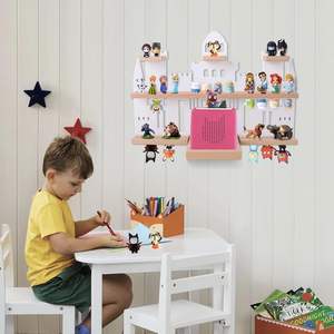 Figurines Tonie roses murales en forme de château personnalisées FSC, étagères flottantes magnétiques en bois, vente en gros - Product Image 4