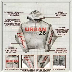 Felpa con Cappuccio <span class=keywords><strong>Vintage</strong></span> Personalizzata con Zip, Effetto Acid Wash, Stampa Grafica, Stile Streetwear <span class=keywords><strong>Oversize</strong></span> - Product Image 6