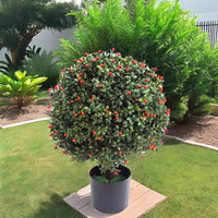 Vente en gros décoration extérieure intérieure arbre globe à feuilles persistantes arbres topiaires artificiels fruits rouges topiaires bonsaï