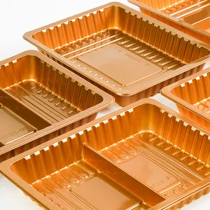 Golden Disposable Multi Compartments Food Grade Material Modified Atmosphere Tray For Food