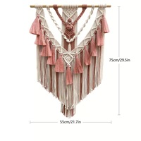 Décoration murale pour la maison et le jardin, tapisserie murale suspendue en corde de coton tressée à la main avec pompons, macramé