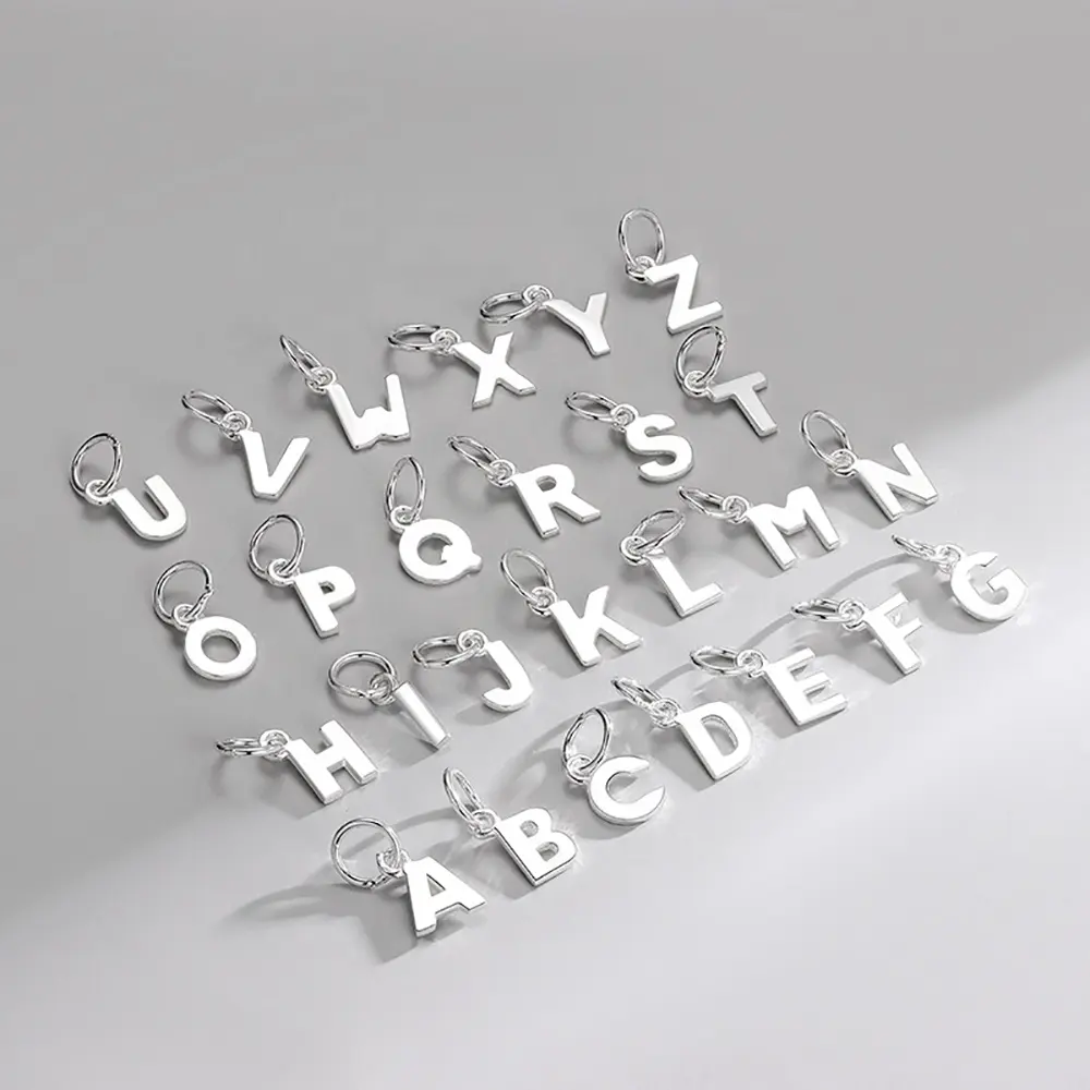 Fabrication de bijoux à faire soi-même, breloques de lettres en argent Sterling 925, pendentif de lettres initiales A-Z pour collier, vente en gros, 2022