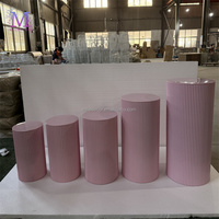 MILE Ensemble de 3/5 supports à fleurs en métal rose, socle ondulé rond, ensemble de supports à gâteaux, support à dessert pour décoration de mariage