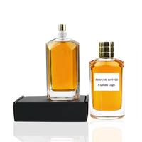 Vente flash - Flacon de parfum carré transparent en verre de 100 ml avec impression d'écran, logo personnalisé, flacon vide, boîte d'échantillon gratuite incluse