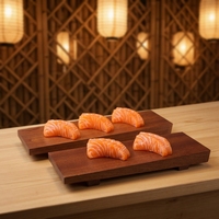 Planche à sushi rectangulaire en bois de Sapele massif Elite |   Plaque de présentation sans soudure, dureté Janka 1410 lbf |   Plateau de service professionnel