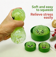 Jouet Squishy Grinch Vert en TPR, Boîte Mystère Thème Noël, Cadeau Anti-Stress et Décompression Émotionnelle – Unisexe, Tous Âges