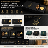 Boîte d'emballage noire de luxe personnalisée pour bougie parfumée Oud, boîte cadeau en papier rigide avec logo en feuille d'or