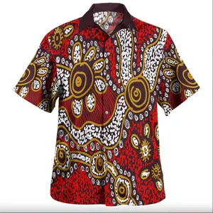 Aboriginal Contemporâneo Dot Pintura Personalizado Camisa De Golfe havaiano Verão Tropical Mens Camisas De Manga Curta Camisa Casual atacado