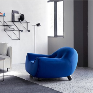 Sillón Individual Moderno de Tela Azul con Asiento Suave, Mueble para Sala de Estar - Product Image 2