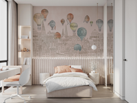 Wallpaper Mural Balon Udara Panas untuk Kamar Anak-anak, Wallpaper Arsitektur untuk Dekorasi Rumah Dinding Latar Belakang TV Kamar Anak-anak
