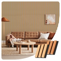 Panel acústico de listones de madera MDF Akupanel de chapa de 3 lados con respaldo de fieltro negro para decoración elegante de pared y techo y reducción de ruido