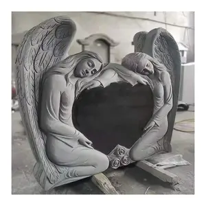 High Quality Newly Designed Angel Of Love Monument Tombstone Hand Carved Granite Tombstone