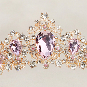 Diadema <span class=keywords><strong>de</strong></span> Cristal <span class=keywords><strong>de</strong></span> Lujo con Coronas <span class=keywords><strong>de</strong></span> Aleación Coloridas y Pedrería, Corona Nupcial para Boda, Tiara <span class=keywords><strong>de</strong></span> Princesa Hecha a Mano, Venta al por Mayor - Product Image 4