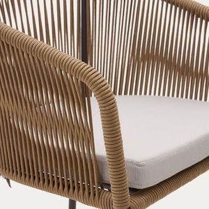 Elegant Beige Rope <b>Chair</b> Handcrafted Rope Seat with Galvanized Iron Frame Strong Durable Seating Furniture for Home <b>Dining</b> Room - Product Image 4