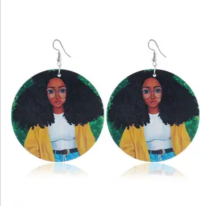 멀티 스타일 무료 선택 패션 라운드 나무 귀걸이 아프리카, 나무 아프리카 블랙 소녀 귀걸이