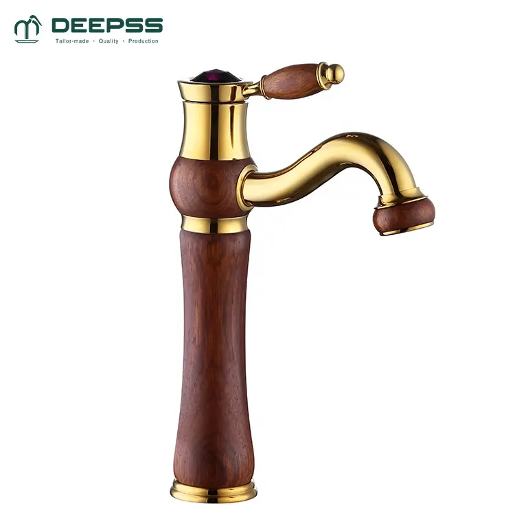 DEEPSS OEM Ancient Rome Vintage Taps Brass Antique Gold Faucet Bathroom Basin Faucet with Cryst Handle