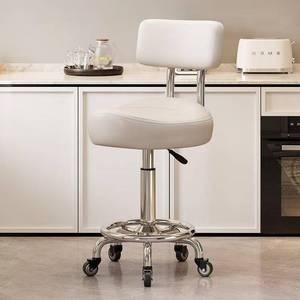 K 2026 Design Color <b>Bar</b> Leather Counter <b>Stool</b> Metal Frame Back Barber Chair With Wheel Beauty Salon MK - Product Image 1