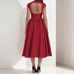 Pronto per la Spedizione 2026 Nuovo Abito <span class=keywords><strong>Midi</strong></span> <span class=keywords><strong>Elegante</strong></span> da Donna Francese Monocolore a Trapezio Senza Maniche con Cut-Out Vita Alta per Ufficio e Feste - Product Image 3