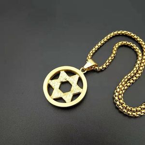 Collar Fino <span class=keywords><strong>de</strong></span> Acero Inoxidable para Hombre y Mujer, Estrella <span class=keywords><strong>de</strong></span> Pentagrama, Círculo Redondo <span class=keywords><strong>de</strong></span> Dos Tonos, Joyería Unisex A LA Moda - Product Image 4