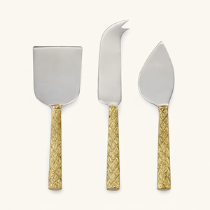 Outils à fromage argentés en métal très exigeants utilisation de la Table de petit déjeuner ensembles de couteaux à fromage à manche en laiton doré durable - Product Image 1