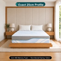 Matelas en mousse à mémoire de forme et ressorts Bonnell 25 cm 90x190 135x190 150x200 Tailles UK Logo personnalisé OEM