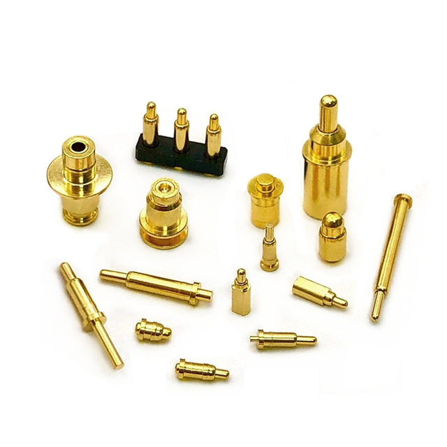 Custom CNC Gold-Plated Brass Pogo Pin Connector SMT SMD Hole Multi-Pin Spring Loaded Charging Pins for Electronic Devices