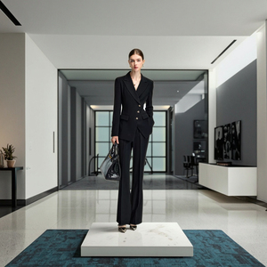 Conjunto de Traje con Cuello en V para <span class=keywords><strong>Mujer</strong></span>, Directo de Fábrica, <span class=keywords><strong>Blazer</strong></span> Profesional para Oficina, Personalización de Logotipo y ODM Disponibles al por Mayor - Product Image 2