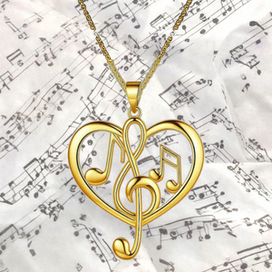 Inspire Jewelry Collier en acier inoxydable pour femme avec <span class=keywords><strong>symbole</strong></span> de musique en coeur Plaqué or Pendentif à la mode Cadeau d'anniversaire pour elle - Product Image 6