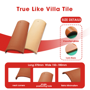 Tegola in Ceramica Classica in Stile Cinese Tradizionale, Profilo a Barile, Smaltata Opaca, 370mm, Marrone, Duratura - Product Image 1