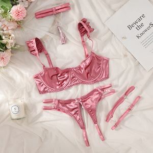 Nouvel ensemble de lingerie féminine quatre pièces avec col à pompons, tentation passionnée, vêtements pour femmes - Product Image 6