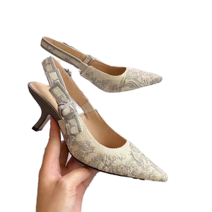 Designer Brand Spring Summer Outdoor Open Back Pointed Toe Sandals with Super High Thin <b>Heels</b> Rubber Outsole - Product Image 1