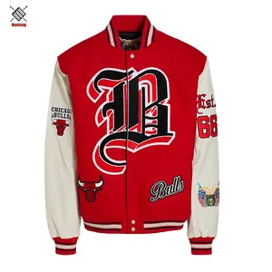 Personalizado de alta calidad estilo de ocio impreso cremallera de talla grande Anti-Pilling para hombres Bomber Varsity Jacket