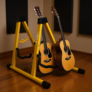 Soporte Doble para Guitarra Db, de Acero Amarillo, Ajustable, Plegable, Universal, para Guitarra Acústica, Eléctrica, Bajo, Mandolina, Violonchelo - Product Image 2