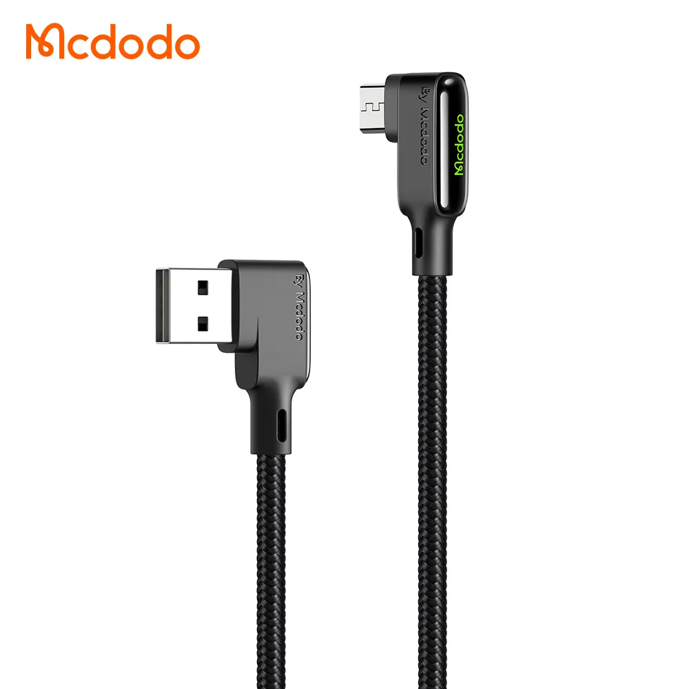 Mcdodo מרפק 3A QC4.0 3.0 מהיר טעינת מיקרו USB כבל נתונים עבור אנדרואיד טלפון נייד 1.2M 1.8M 90 תואר משחקי USB מיקרו כבל