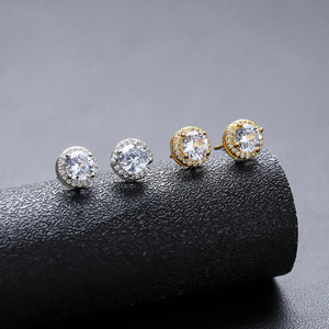 Fashion <b>Stud</b> <b>Earrings</b> Round Zircon Inlaid Copper Alloy Claw Setting <b>For</b> Women And <b>Men</b> Gift Occasion - Product Image 2