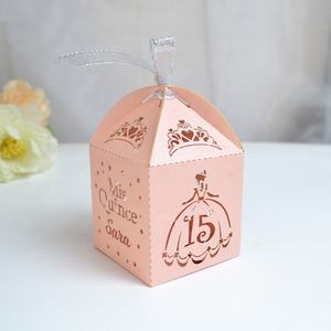 甘い15パーティー成人式ドレスレーザーカットパーソナライズされた名前シンデレラ好意キャンディーボックス - Product Image 2