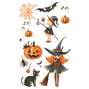 Tatuajes temporales de Halloween, pegatina facial, calabaza brillante de Halloween, bruja, murciélago, Araña, lindo <span class=keywords><strong>tatuaje</strong></span> impermeable de dibujos animados para cara y brazo - Product Image 6