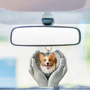 Porte-clés personnalisable en forme de cœur avec design couple, en acier inoxydable, pendentif à transfert thermique pour voiture - Product Image 4