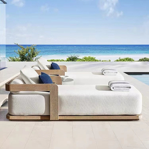 <span class=keywords><strong>Lettini</strong></span> Prendisole Impermeabili Set di Mobili da Patio Sedia Lounge Singola da Esterno Lettino Moderno in Legno di Teak <span class=keywords><strong>per</strong></span> Piscina e <span class=keywords><strong>Spiaggia</strong></span> - Product Image 1