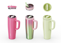 Gobelet isotherme personnalisé avec poignée et paille, anti-fuite, 40oz, 30oz, 20oz, pour voiture et extérieur