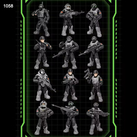 Jouets d'équipe SWAT, soldats de la Seconde Guerre mondiale, figurines militaires, kits de modèles en plastique, soldats allemands, armes à feu, armes militaires