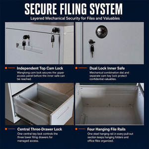 4-Schubladen Vertikaler Stahl-Aktenschrank mit Zahlenschloss für Bürodokumentenaufbewahrung - Product Image 3