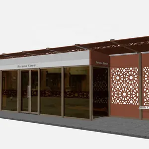 Dubai Street Aluminum Air Conditioned Bus Stop Shelters Steel Frame com aço inoxidável Painel Outdoor Hospital Apartment Use